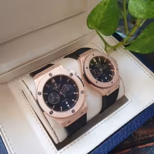 ساعت مچی ست مردانه و زنانه هابلوت رنگبندی صفحه مشکی Hublot
