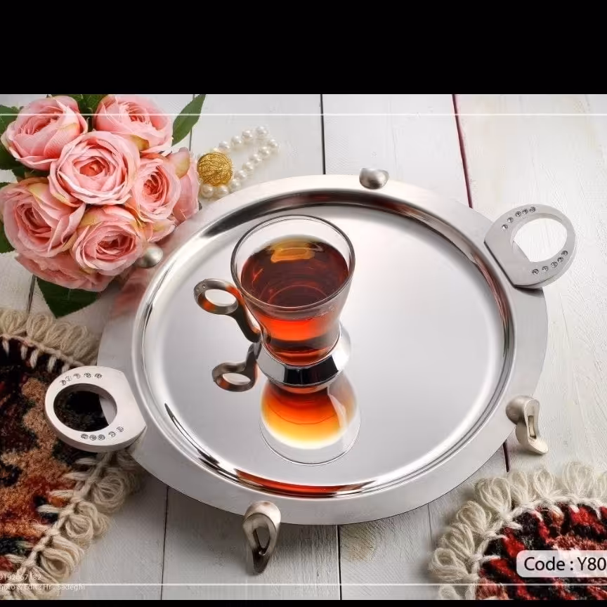 سینی گرد حلقه نگین پایه دار  805T