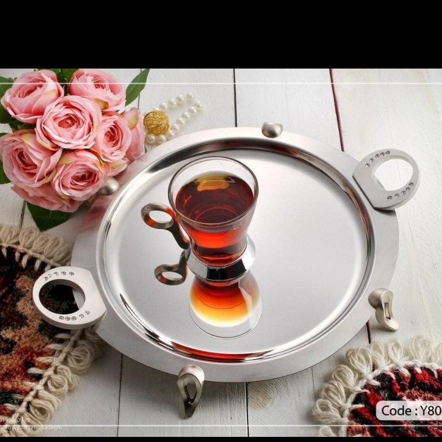 سینی گرد حلقه نگین پایه دار  805T