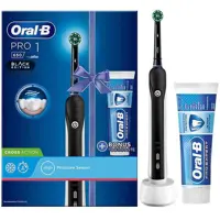 مسواک برقی اورال بی Oral-B سری Pro1 مدل 650 کراس اکشن | رنگ مشکی، دارای خمیر دندان اصل