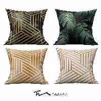 چهار عدد کاور کوسن طرح کلاسیک - دو رو مخمل پورش - 40 در 40 - زیپ مخفی 