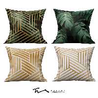 چهار عدد کاور کوسن طرح کلاسیک - دو رو مخمل پورش - 40 در 40 - زیپ مخفی 