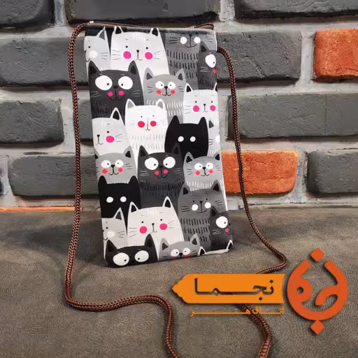 کیف موبایل مخمل کوبیده طرح گربه کد D26