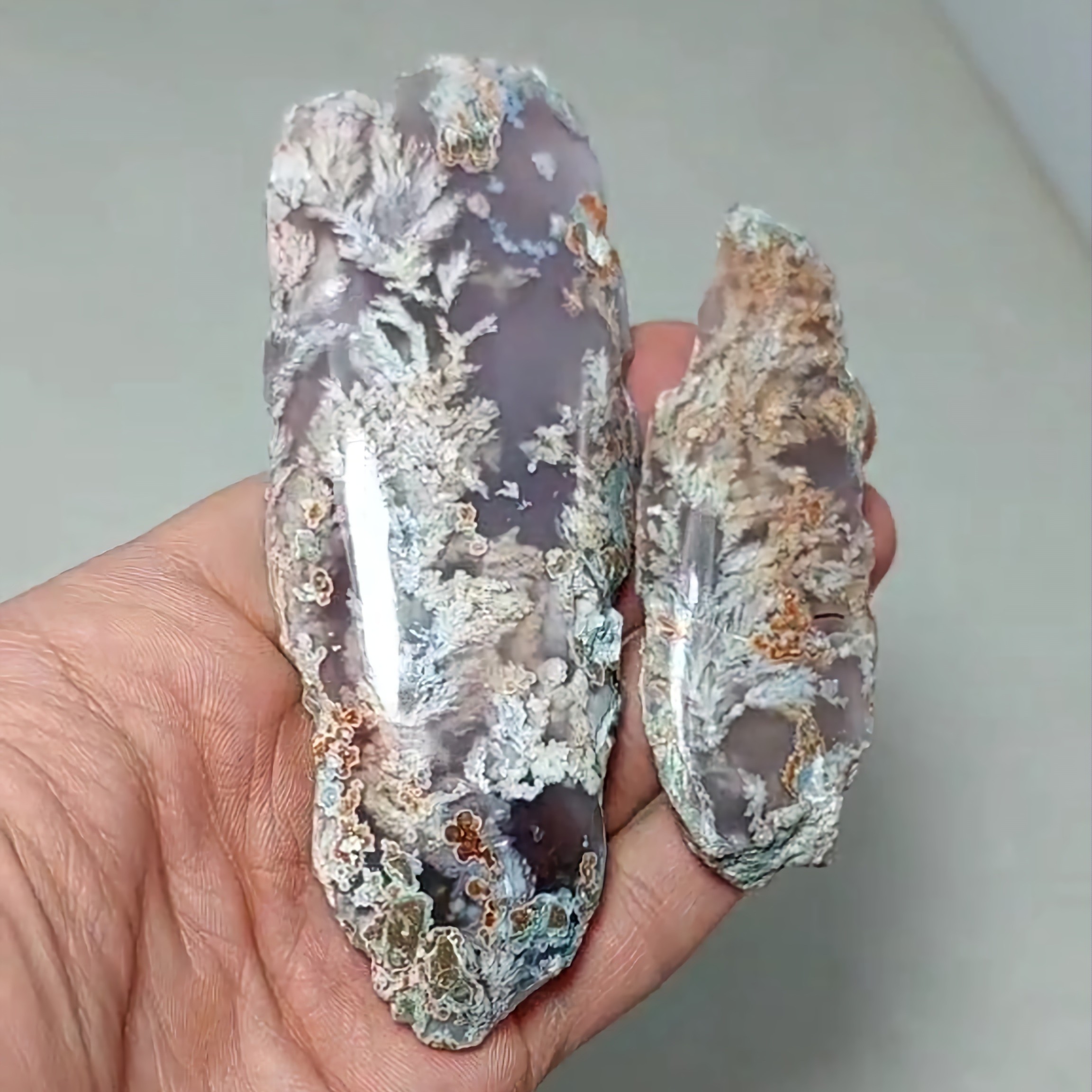 2عدد سنگ راف عقیق هفت رنگ بهاری 