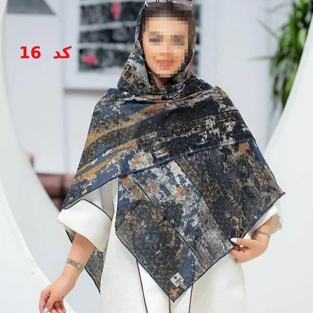 روسری گارزا ژاکارد نخی دست دوز (کد16) ارسال رایگان