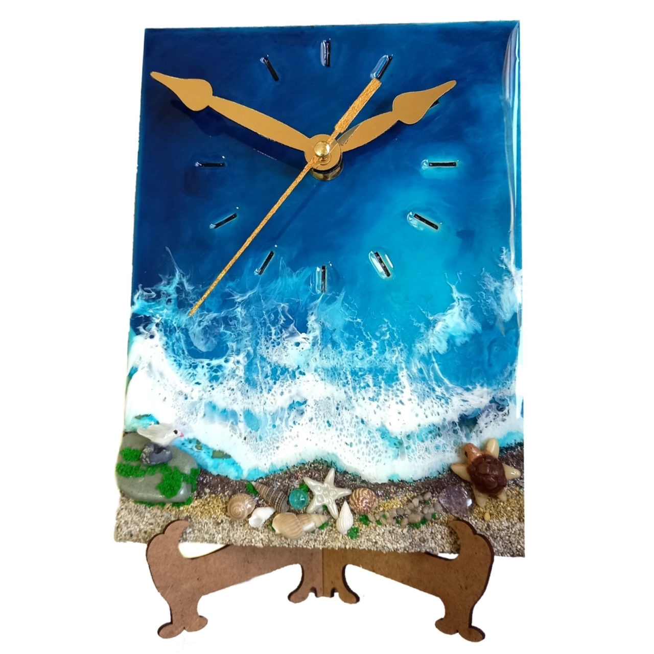 ساعت رومیزی رزینی طرح دریا کد sm002