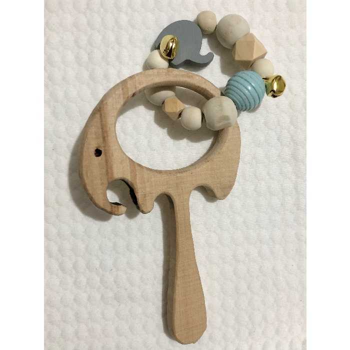 جغجغه چوبی طرح فیل زنگوله دار