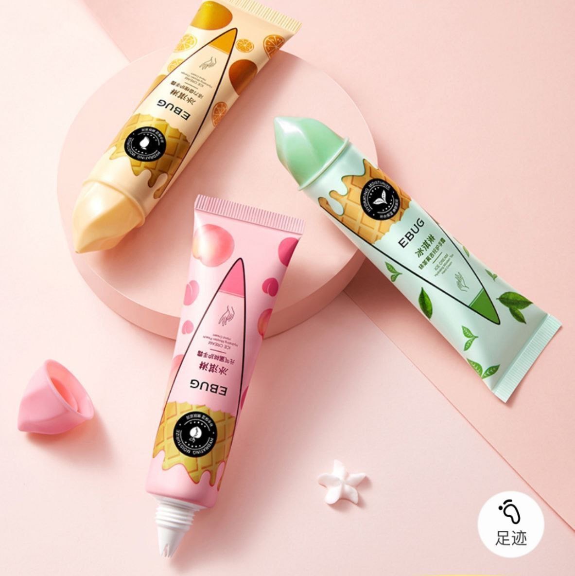 ست 3 تایی کرم دست آبرسان و نرم کننده بستنی طرح شکوفه ای خوشبو فانتزی (3 تا باهم )