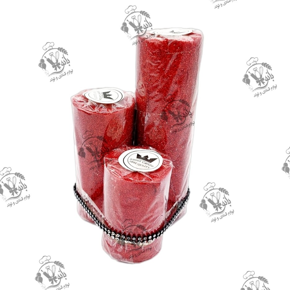 شمع استوانه قرمز پک 3 تایی-قابل فروش به صورت تک سایز-