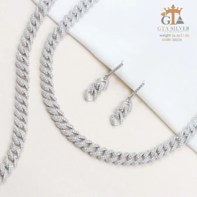 سرویس کارتیر نقره تمام نگین مشابه جواهر با روکش طلا عیار 925 کد 38024