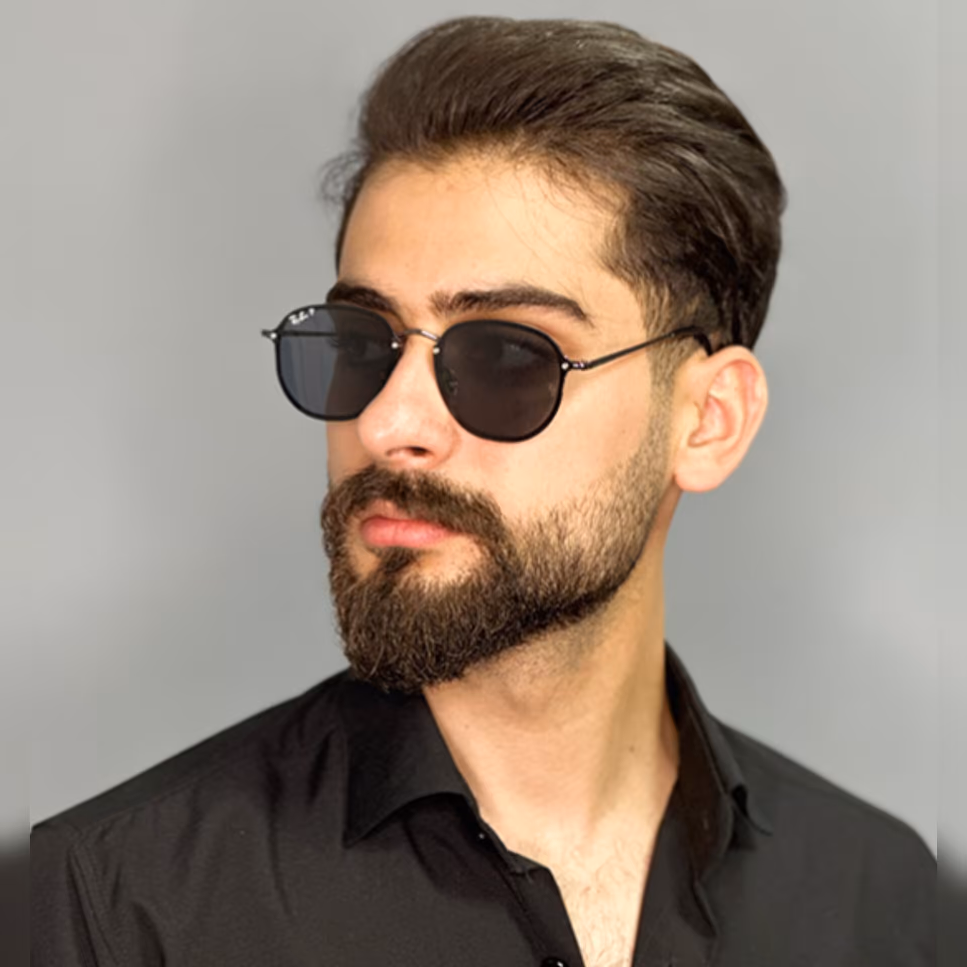 عینک آفتابی مردانه اورجینال مشکی ری بن چندضلعی پلاریزه