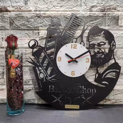 ساعت دیواری آذرلاکچری طرح آرایشگاه مردانه کد men06