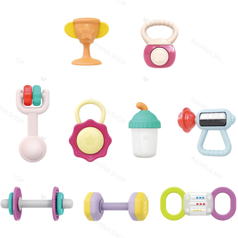 پک جغجغه دندان گیر 9 عددی طرح ورزشی هالی تویز Huile Toys