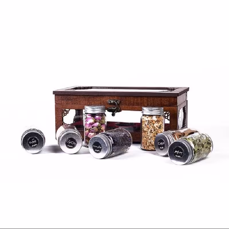 جعبه چوبی هدیه دمنوش سلامت کد PS204