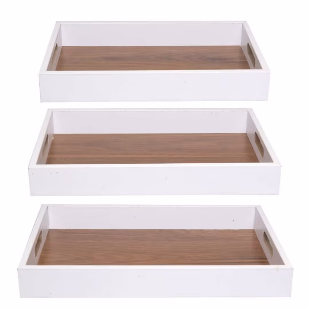 سینی چوبی پک 3 عددی پک سه عددی سینی چوبی ترکیب رنگ لوکس سینی سه عدد مناسب پذیرایی خاص باشیم 