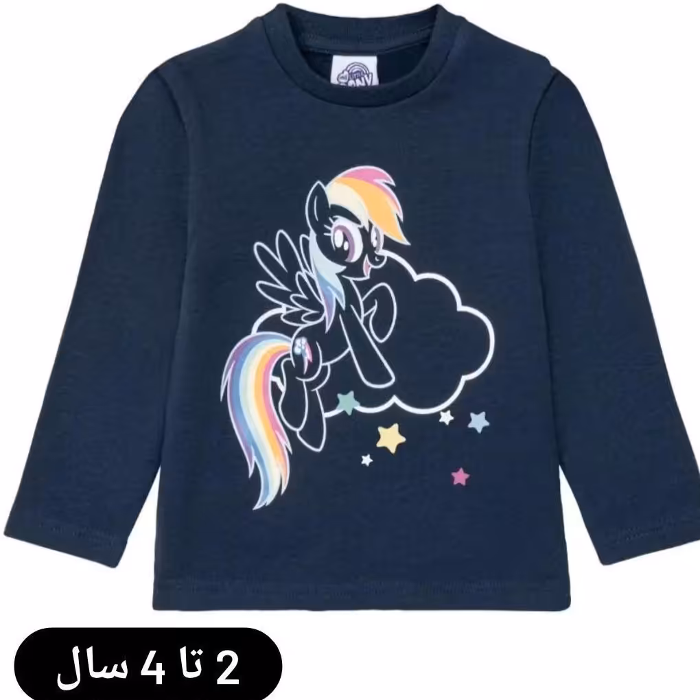 بلوز دخترانه زمستانی و لاینردار لوپیلو 2 تا 4 سال،طرح یونی کورن