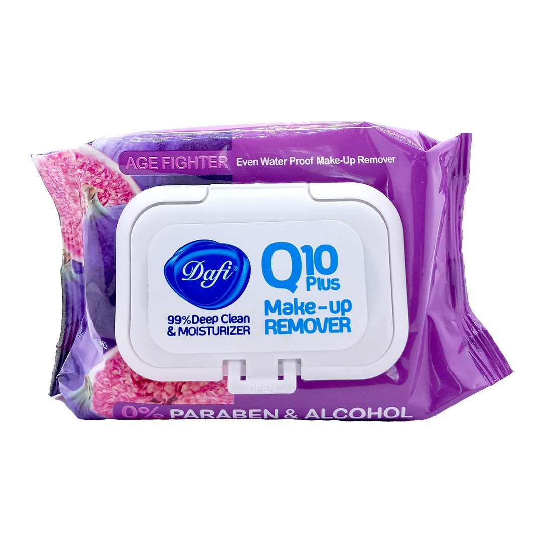 دستمال مرطوب پاک کننده آرایش دافی مدل Q10 (طرح میوه انجیر) بسته 50 عددی
