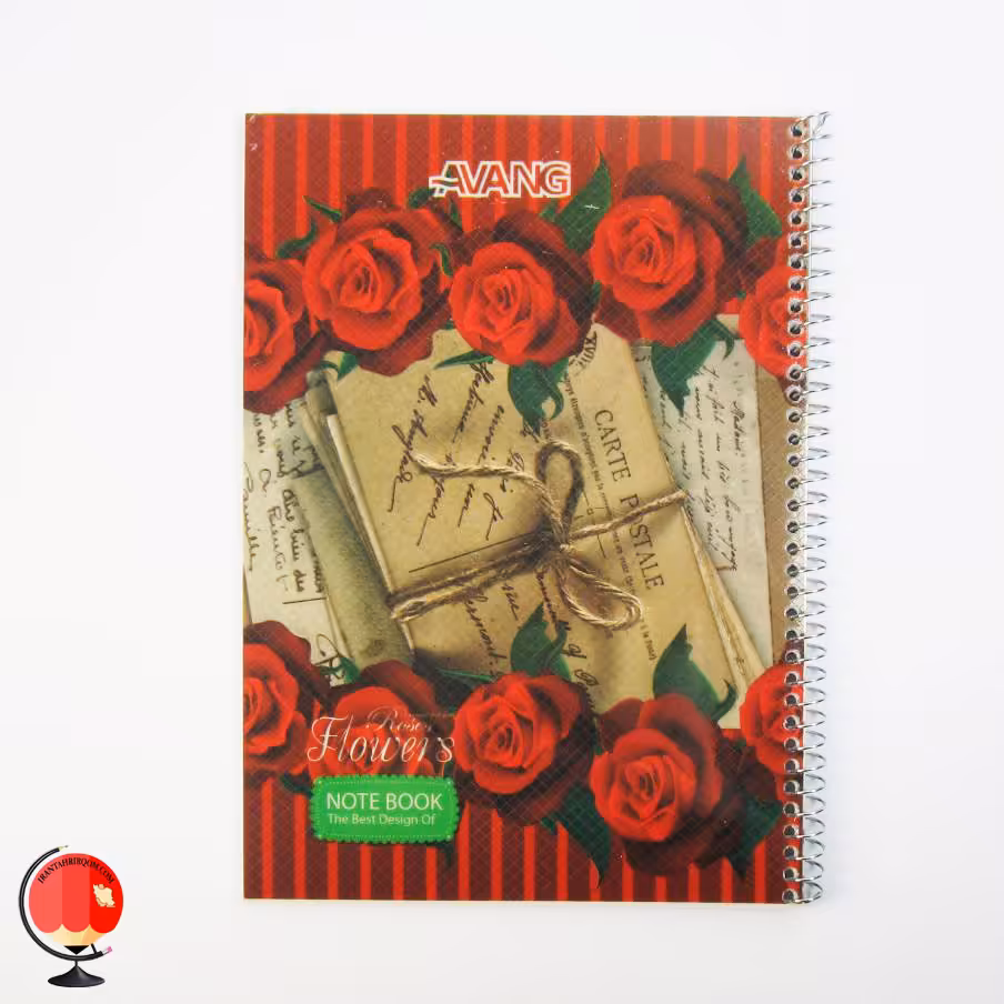 دفتر زبان سیمی سه خط 50 برگ طرح رز آونگ