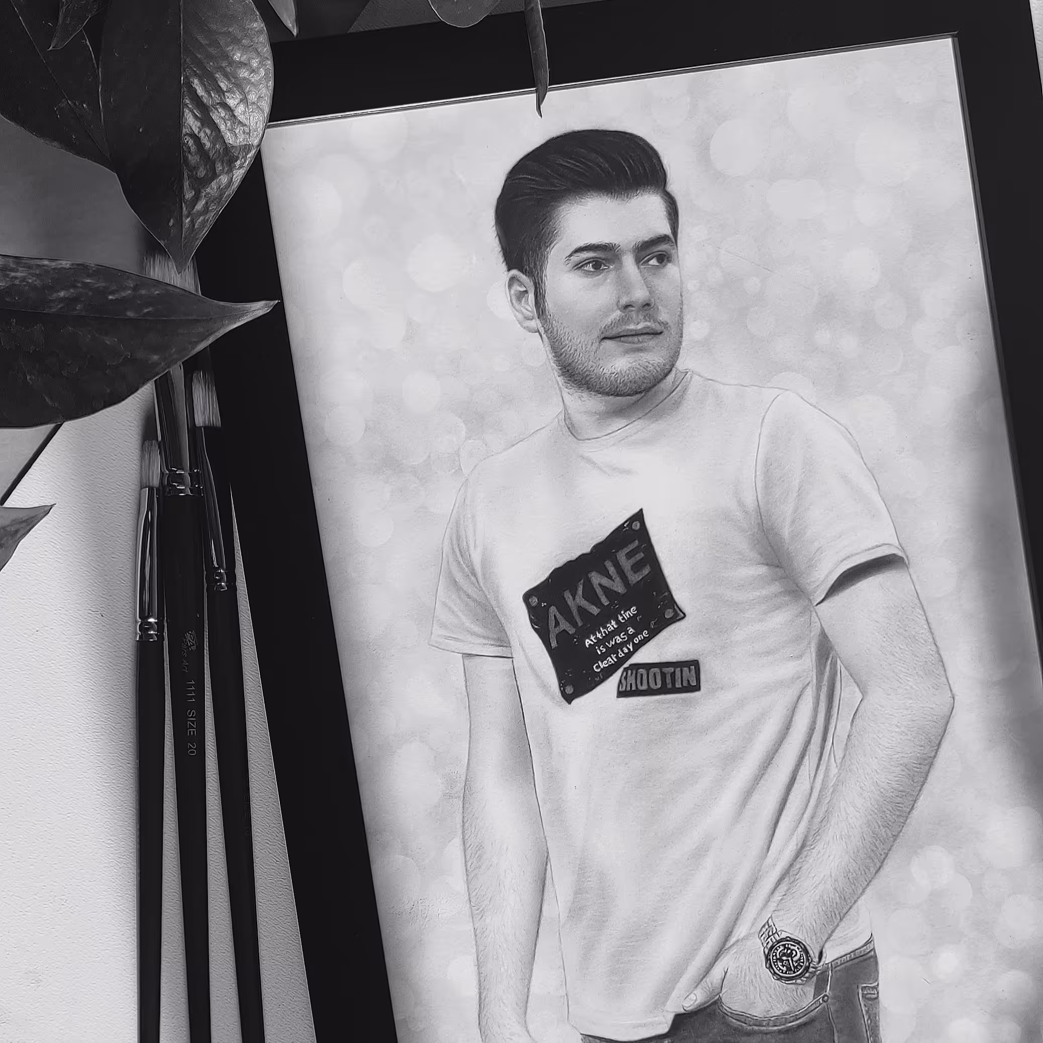 طراحی چهره سیاه قلم هدیه