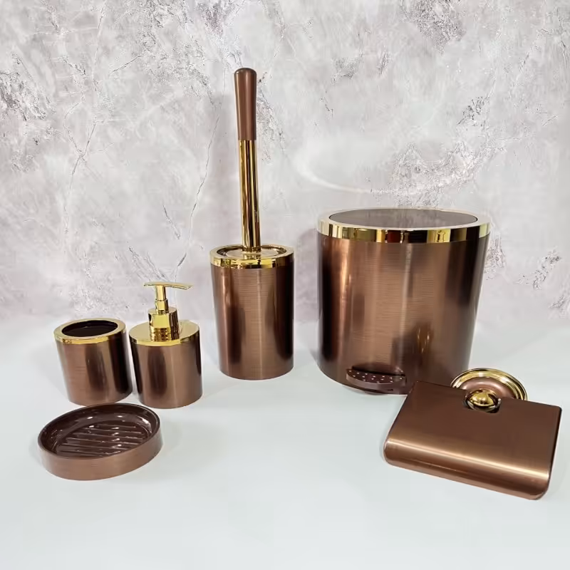 سرویس پنج پارچه دستشویی روشا متالیک قهوه ای  (ارسال رایگان)