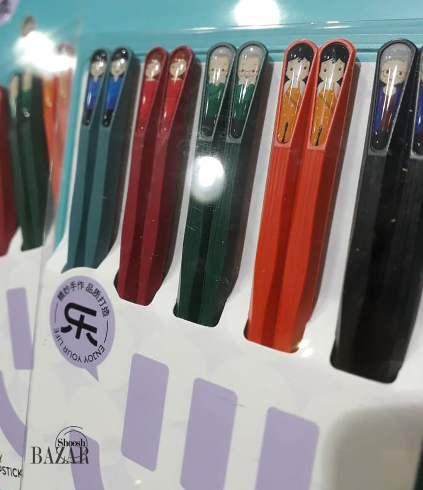 پک چاپستیک 10 عددی رنگی طرح دار