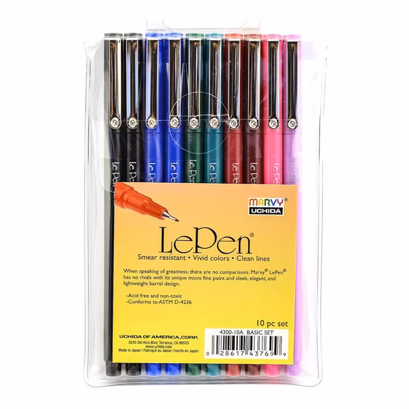 خرید روان نویس نوک نمدی ماروی یوشیدا مدل Marvy Uchida LePen بسته 10 عددی