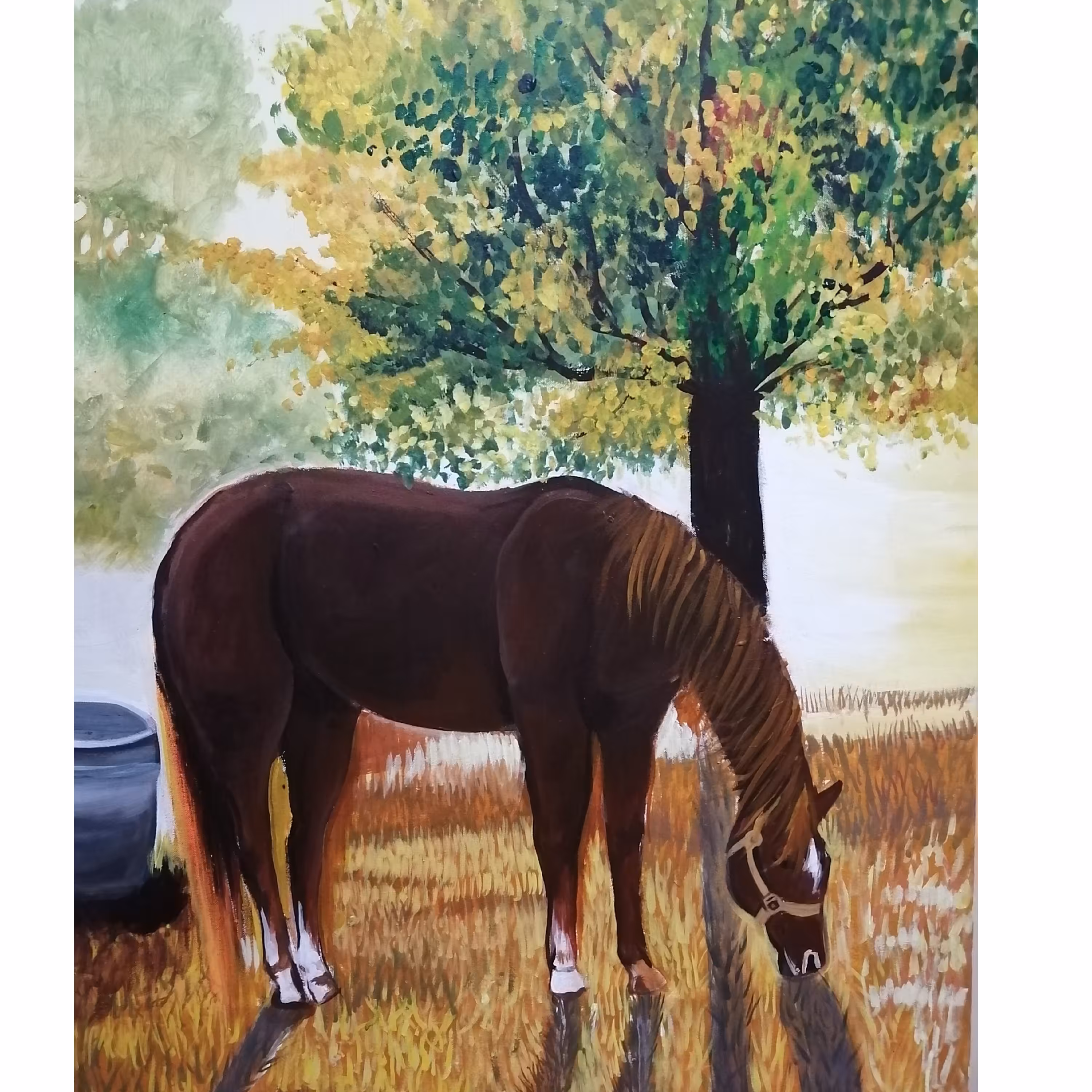 نقاشی بر بوم50 در 70 رنگ اکریلیک ضد آب با طرح اسب