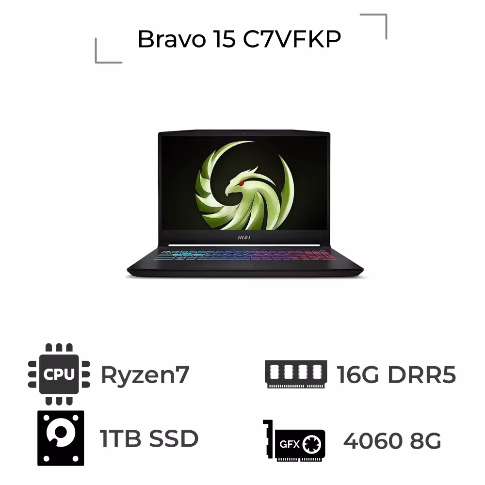 لپ تاپ Bravo 15 C7VFKP ام اس آی Ryzen 9 7940HS RTX 4060 16GB 1TB