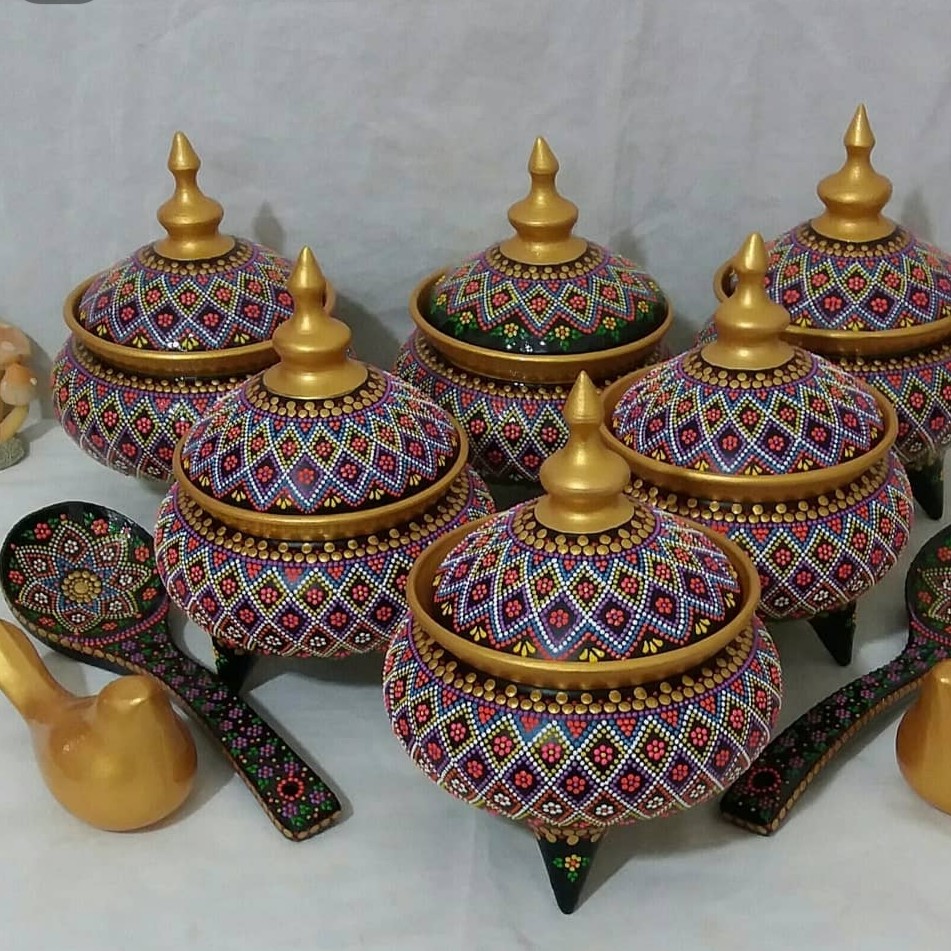 جاشکلاتی سفالی طلایی و ملاقه