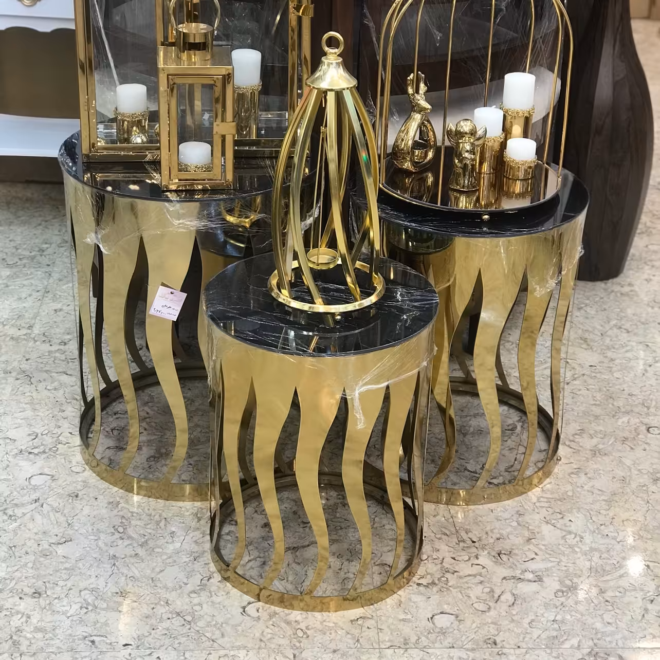 ست عسلی وارداتی مدل آتشی(هزینه ارسال با مشتری،پسکرایه)