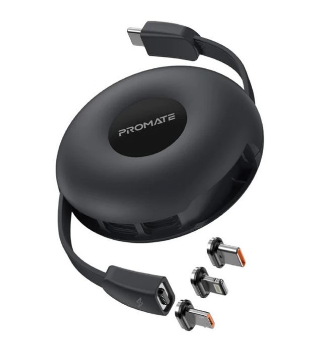 کابل تبدیل مغناطیسی USB-C به USB-C/ microUSB / لایتنینگ پرومیت مدل QUIVER.WHITE طول 1 متر