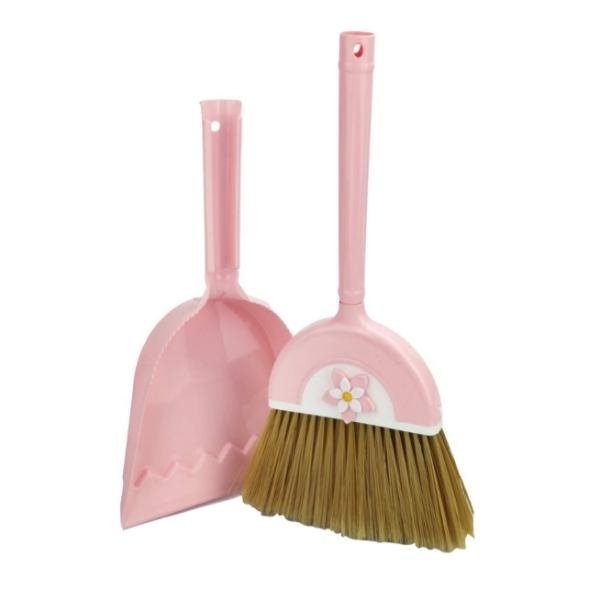 ست جارو و خاک انداز رنگ صورتی و وانیلی مخصوص خانه و سرویس بهداشتی