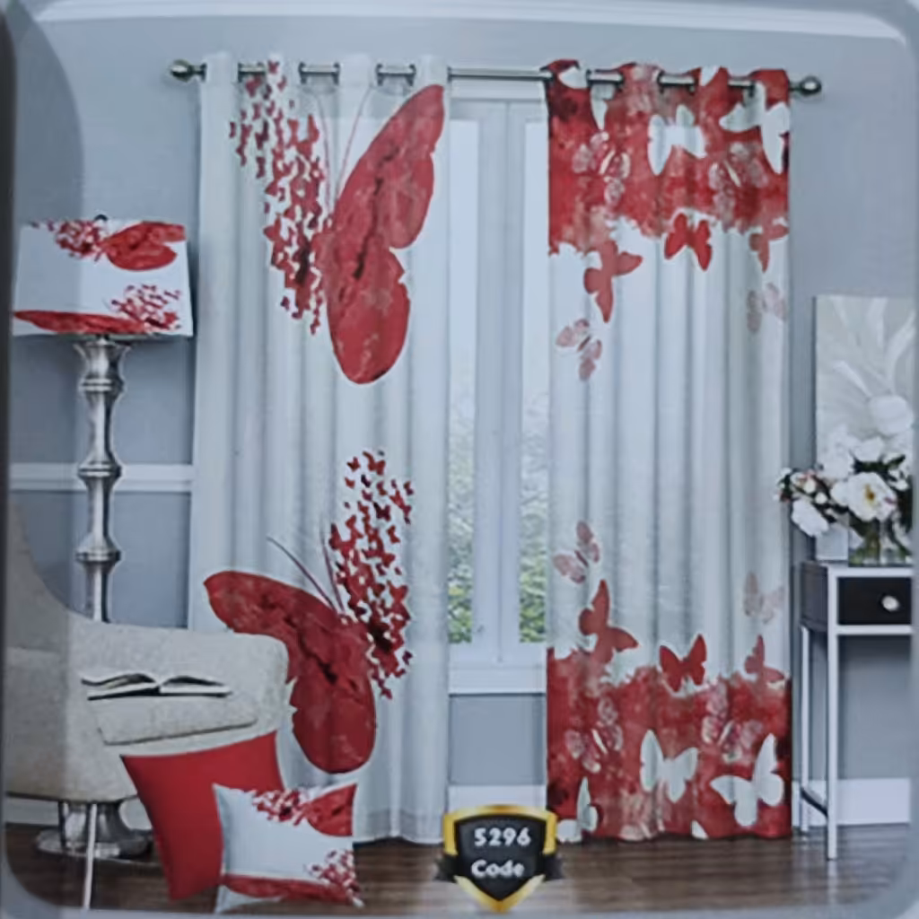 پرده چاپی پانچ دو قواره  طرح مدرن کد 5296