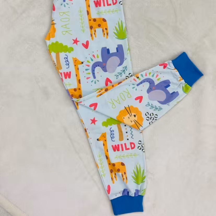 شلوار نخی راحتی بچگانه طرح حیوانات جنگل