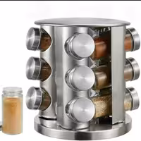 جاادویه چرخشی استیل 12 تایی دارای دو مدل استیل و ترکیب چوب و استیل(جا ادویه) 