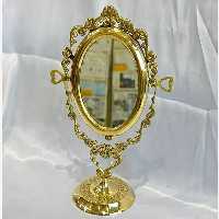 آینه برنجی هندی آینه برنزی مدل پایه بلند بسیار زیبا و مناسب استفاده دائم و قابل شستشو بدون تغییر رنگ