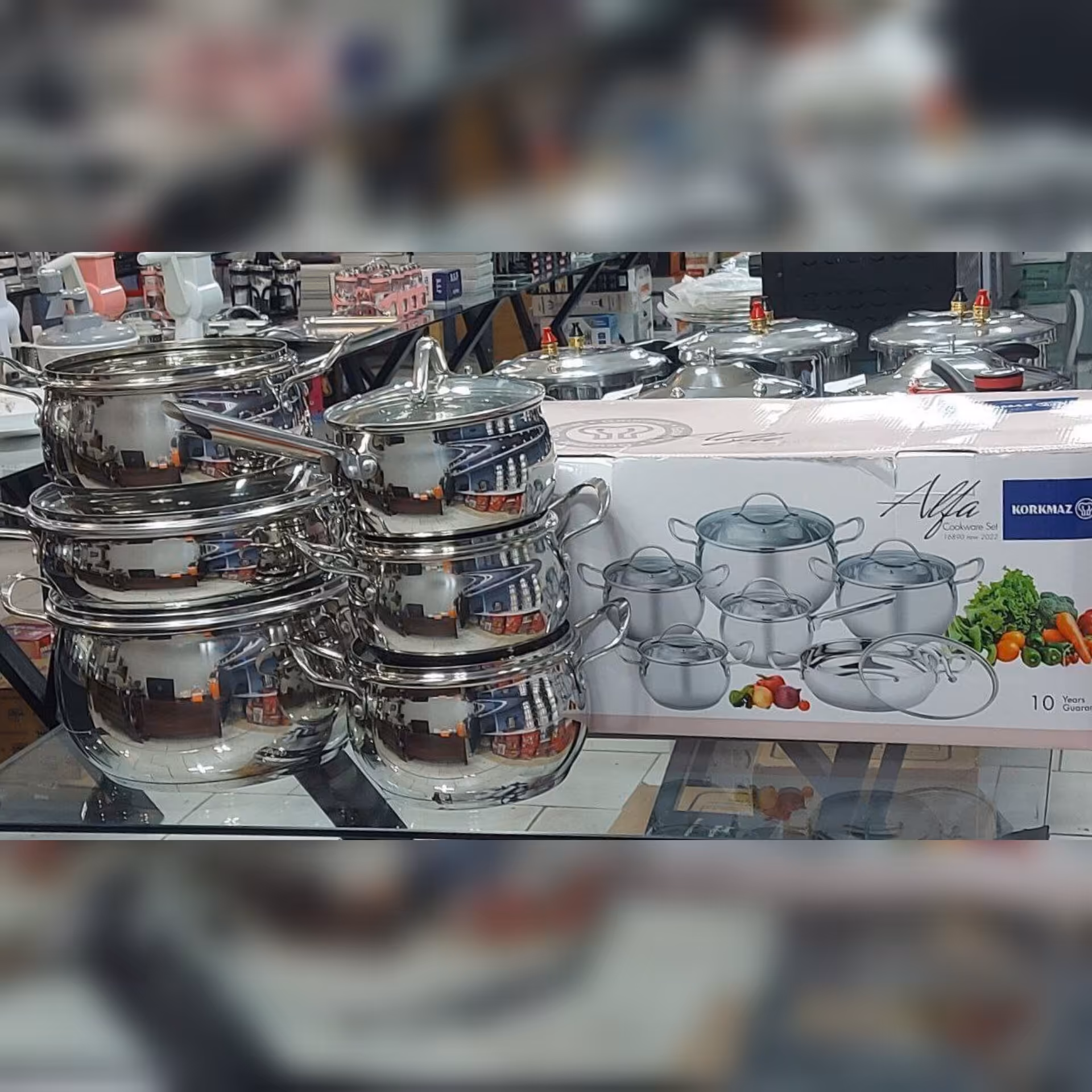 سرویس قابلمه استیل 12 پارچه  کف چدن مدل خمره ای برند کرکماز 