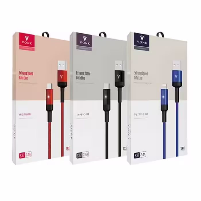 کابل USB گوشی اندروید دی نت VONK V02