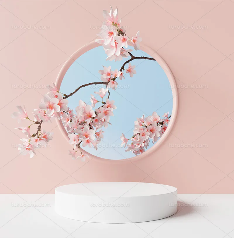 بک دراپ عکاسی محصولات با شکوفه صورتی | گرافیک با طعم تربچه