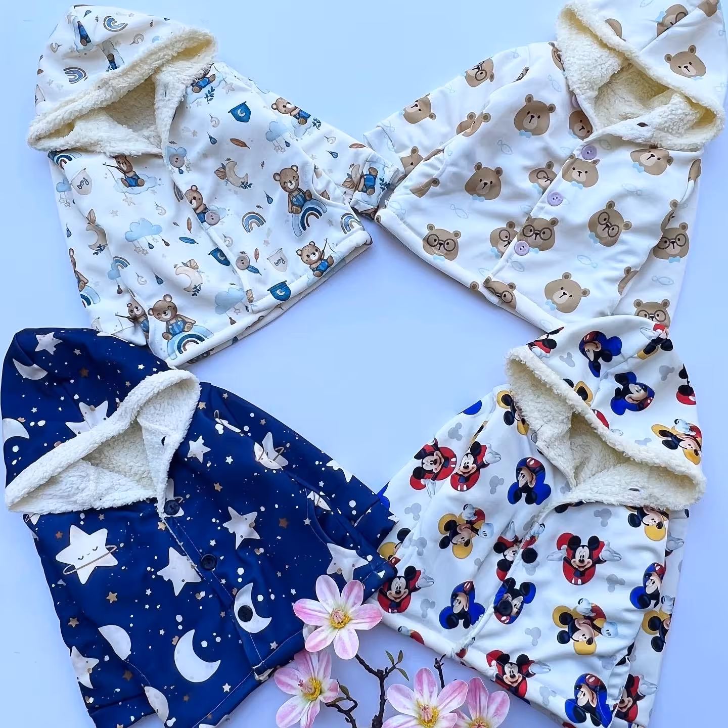 کاپشن نوزادی دخترانه و پسرانه سایز 35 و 40 داخل خز 