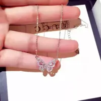 گردنبند ظریف و خاص پروانه نقره ای کد XL555