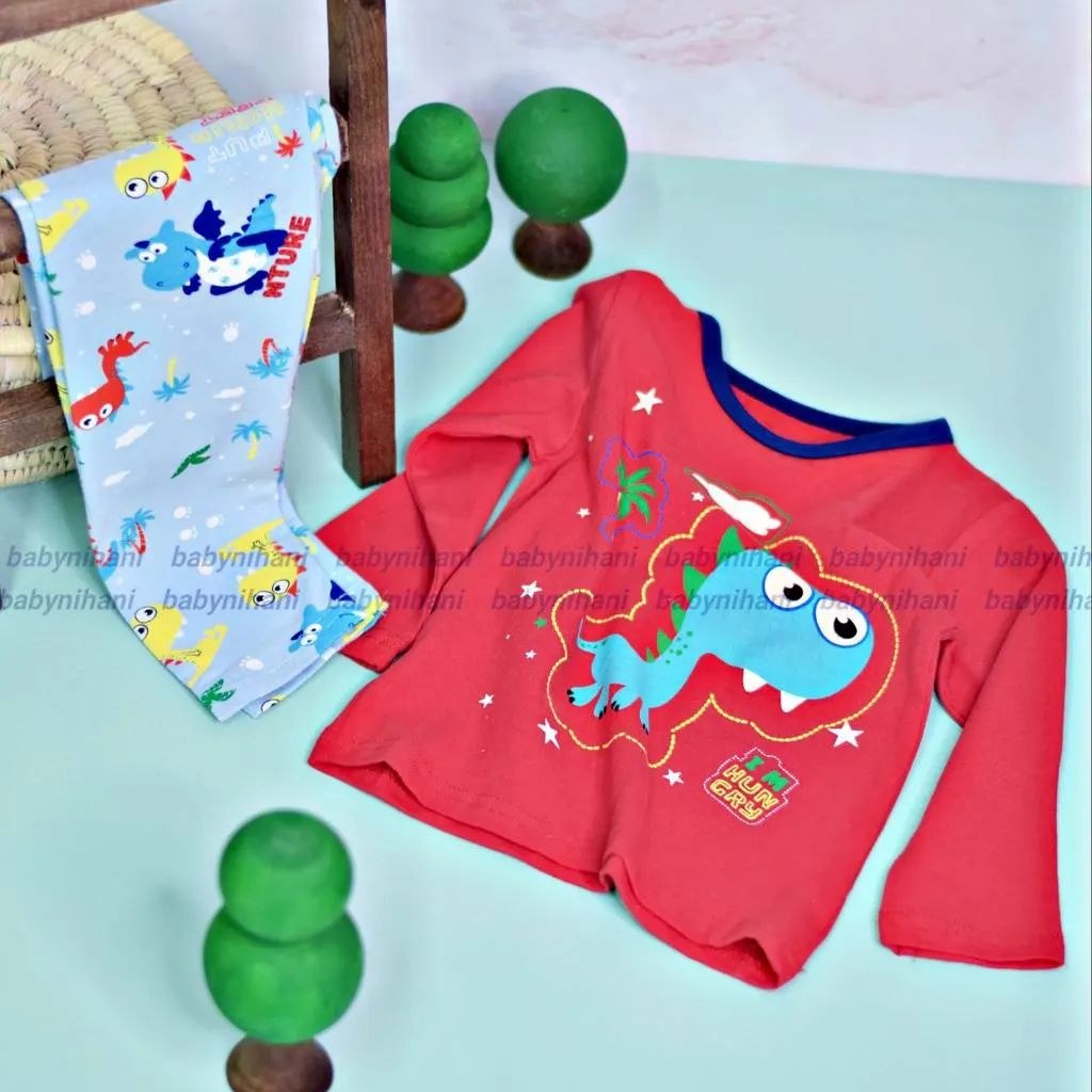 ست بلوز شلوار بچگانه وارداتی با طرح دایناسور