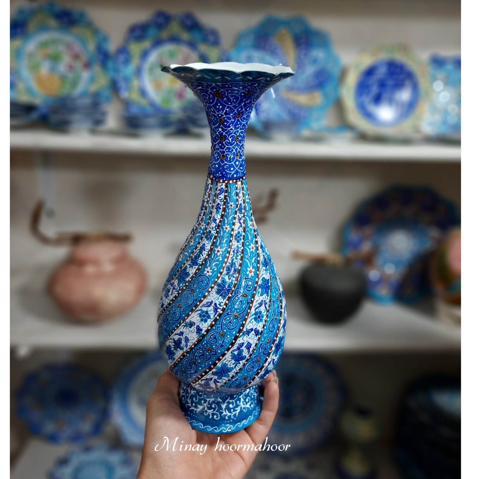 گلدان موشکی میناکاری 25 سانتی