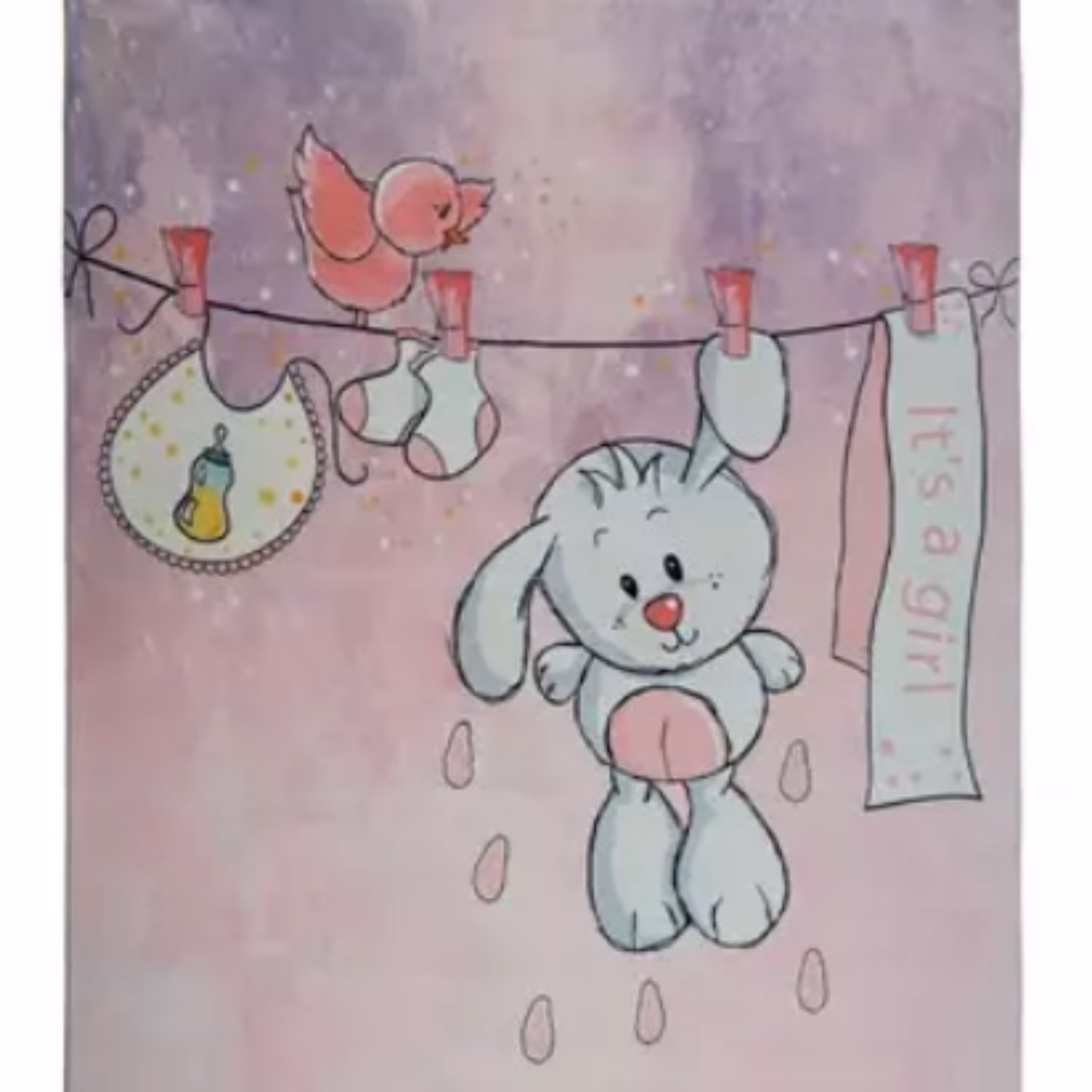 فرش ماشینی(دو متری1.70در1.20) طرح خرگوش خیس کد100237صورتی