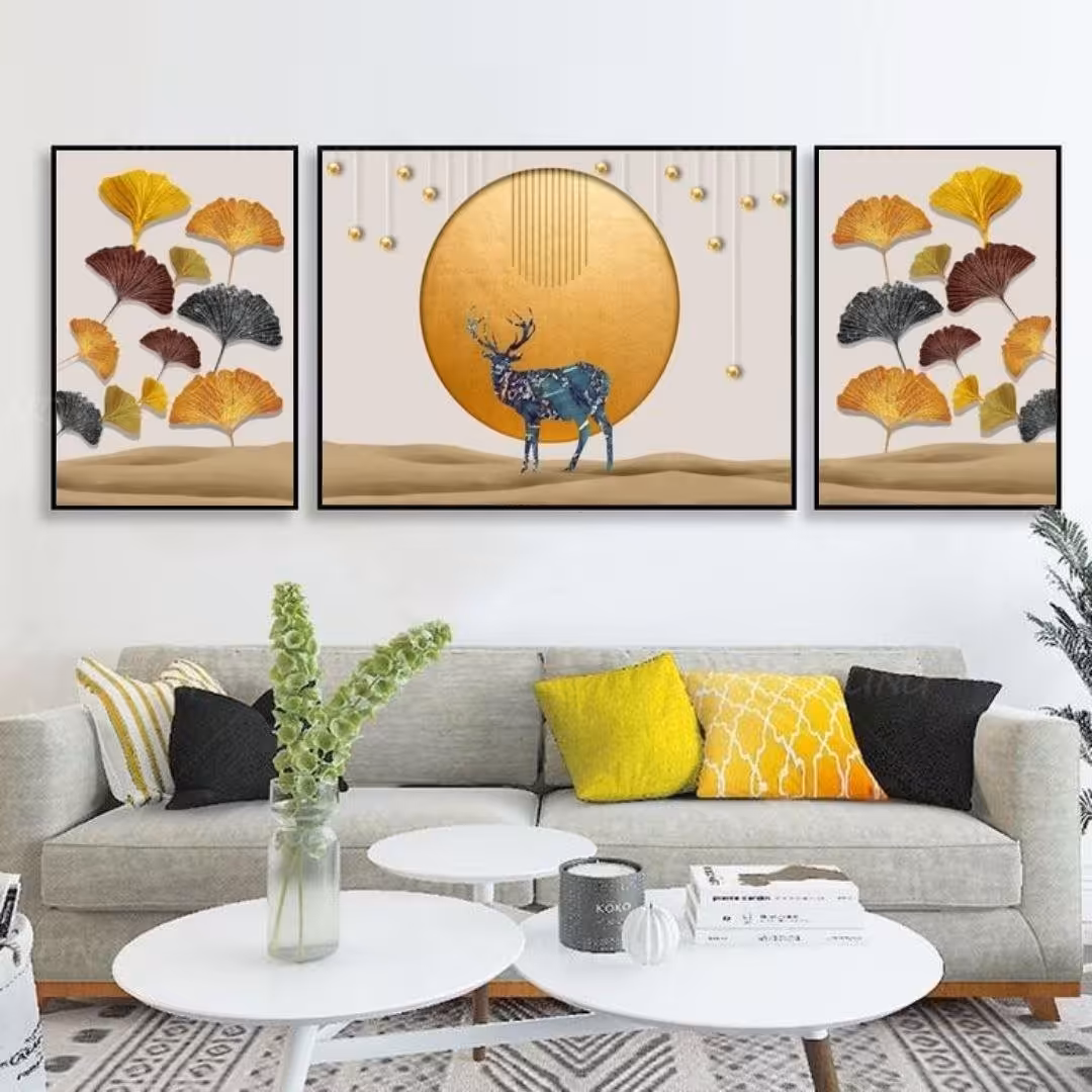 تابلو دکوراتیو 3 تیکه طرح غروب کویر