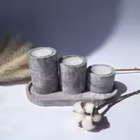 ست  سه عددی جاشمعی وارمر بهمراه سینی کوچک از جنس سنگ مصنوعی 