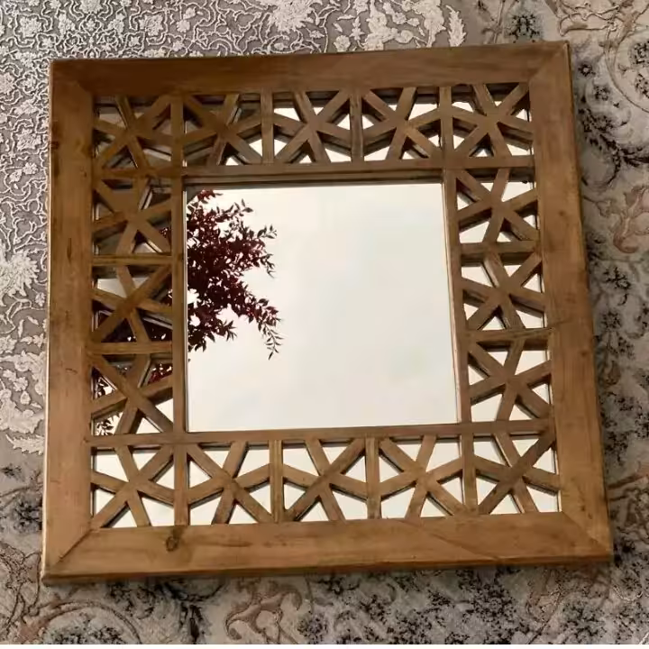آینه دکوراتیو گره چینی شده چوب روس  پوشش سیلر کیلر
