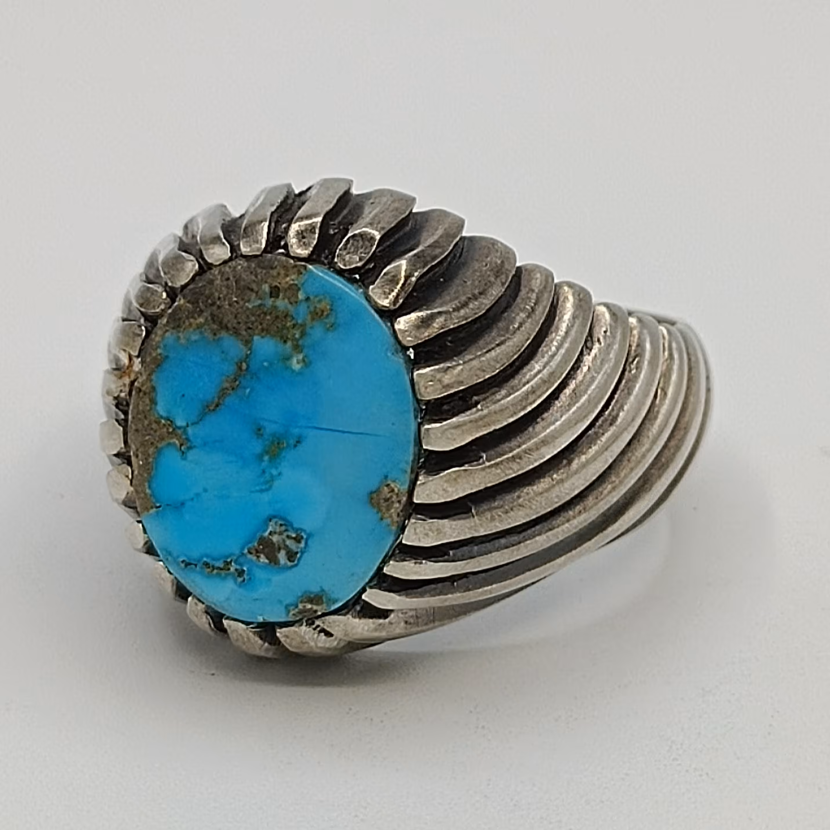 انگشتر نقره مردانه نگین فیروزه نیشابور کد 1886