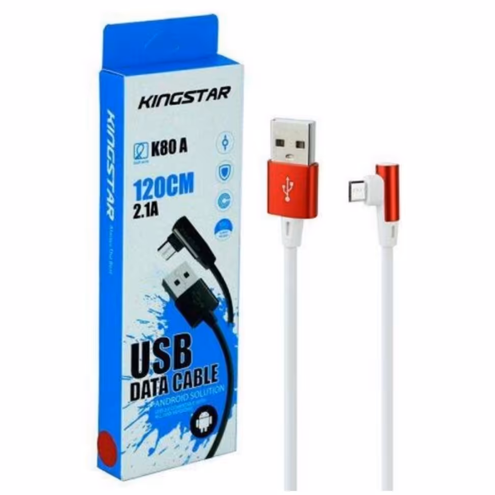 کابل  فست شارژ  اندروید کینگ استار مدل K80A سر چپقی 