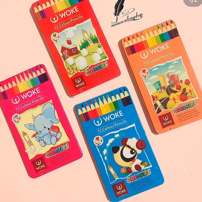 مداد رنگی جعبه فلزی 12 رنگ برند ووک